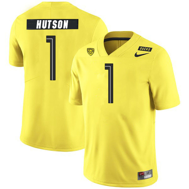 Men #1 Kris Hutson Oregon Ducks College Football Jerseys Stitched Sale-Yellow
